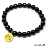 Bracelet Lotus Or en Onyx Noir - King of Bracelet