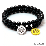 Bracelet Lotus en Onyx Noir