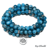 Mala 108 Perles en Apatite Bleue - King of Bracelet