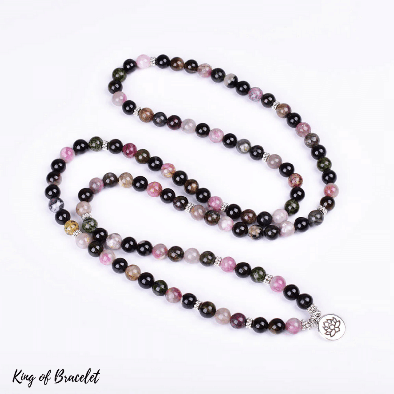 Mala 108 Perles en Tourmaline Multicolore - King of Bracelet
