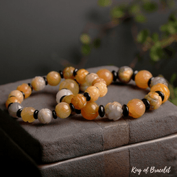 Bracelet Perles Lotus Jade Orange - King of Bracelet