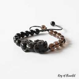 Bracelet Pi xiu en Obsidienne Noire et Quartz Fumé - King of Bracelet