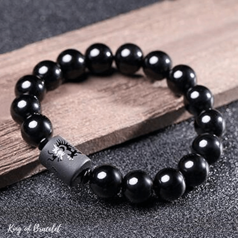 Bracelet Porte-Bonheur en Obsidienne Noire