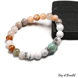 Bracelet Agate Feuille de Bambou, Howlite et Amazonite