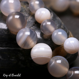 Bracelet en Perles Agate Grise Bandée - King of Bracelet