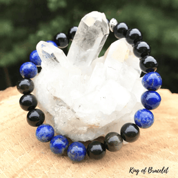 Bracelet en Lapis Lazuli et Obsidienne Dorée - King of Bracelet