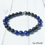 Bracelet en Lapis Lazuli et Obsidienne Dorée