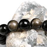 Bracelet Perles Obsidienne Dorée | Qualité AAA+ | King of Bracelet