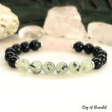 Bracelet Perles Onyx Noir, Préhnite et Quartz Rose - King of Bracelet