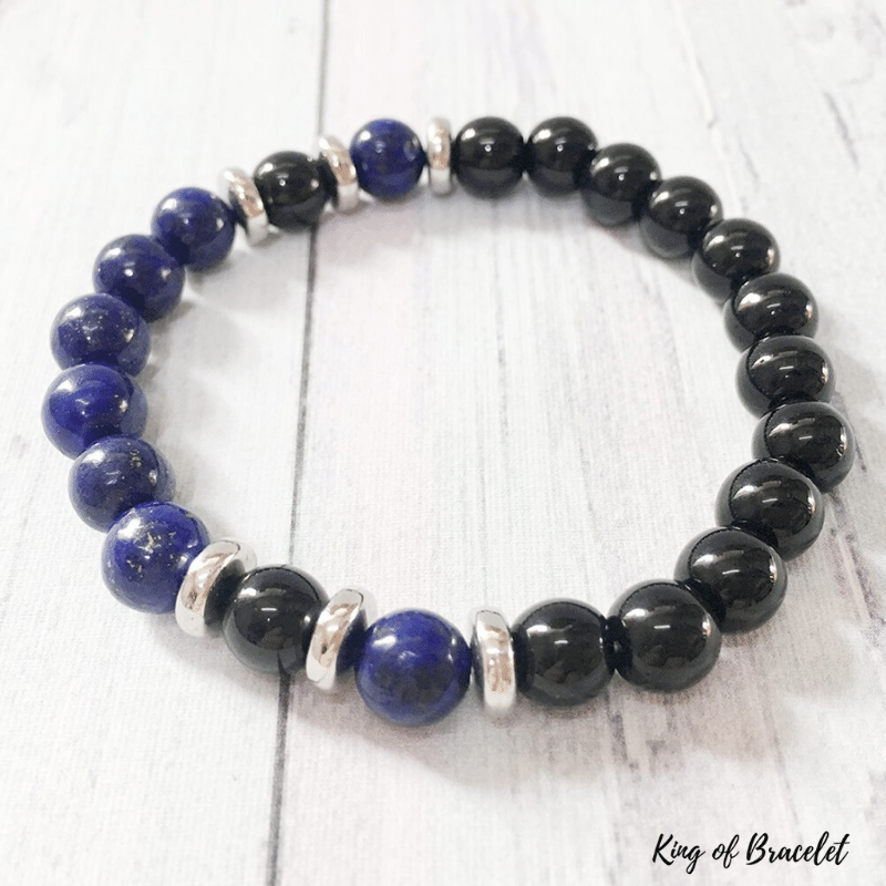 Bracelet Perles Onyx Noir et Lapis Lazuli - King of Bracelet