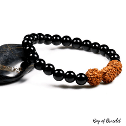 Bracelet en Onyx Noir et Rudraksha - King of Bracelet
