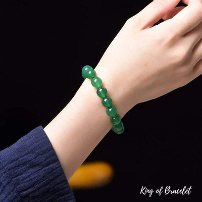 Bracelet En Jadéite Véritable Verte - Perles Pierre Naturelle Fait Main - Neuf Sans Emballage