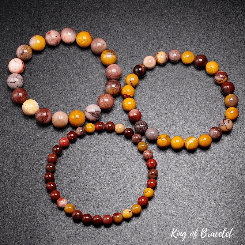 Bracelet En Pierre Naturelle Jaspe Mookaite - Perles Polies 6mm - Sans Fermoir - Neuf Avec étiquettes