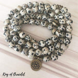 Bracelet Mala Lotus 108 Perles en Jaspe Dalmatien - King of Bracelet