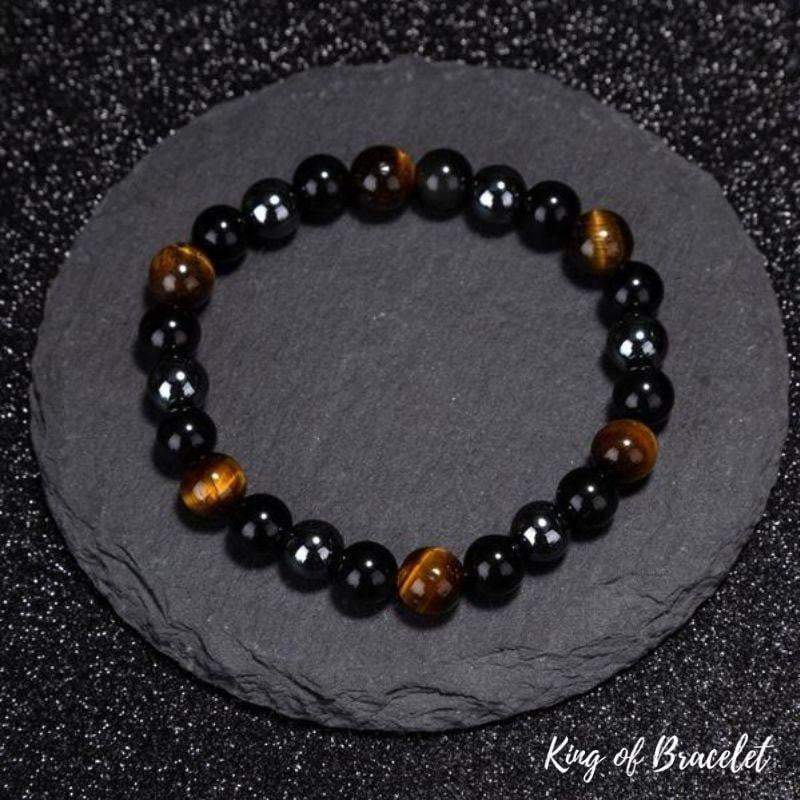 Bracelet en Hématite, Obsidienne Noire et Oeil de Tigre - King of Bracelet