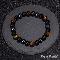 Bracelet en Hématite, Obsidienne Noire et Oeil de Tigre - King of Bracelet
