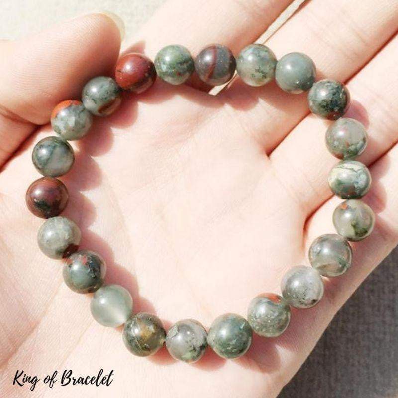 Bracelet En Pierre De Jaspe Héliotrope 8 Mm - Marque OxcmoBijoux, Neuf Avec étiquettes