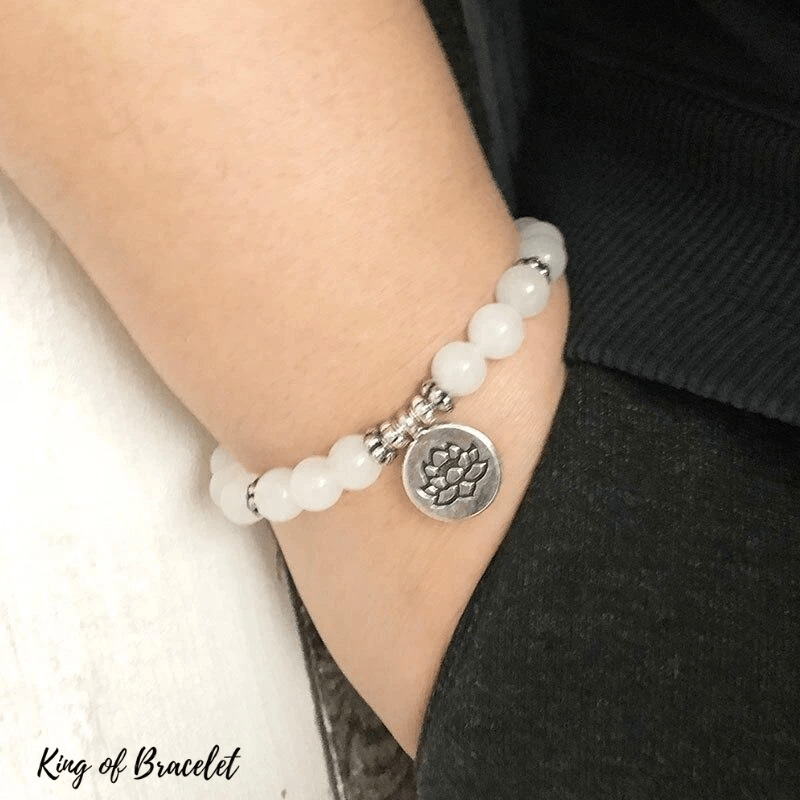 Bracelet Lotus en Jade Blanc - King of Bracelet