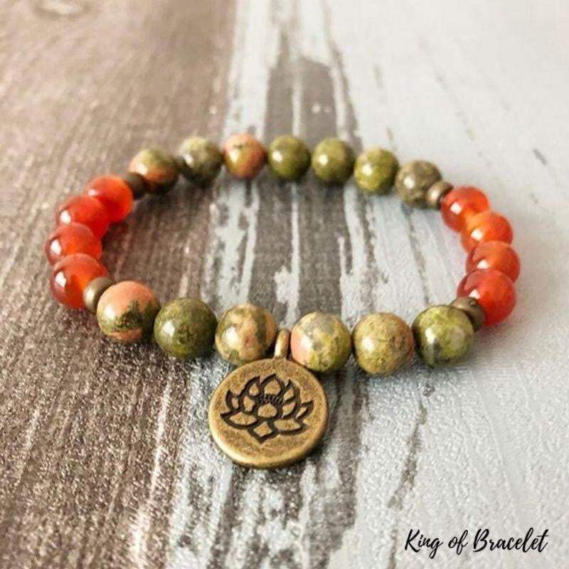 Bracelet Lotus en Unakite et Cornaline - King of Bracelet