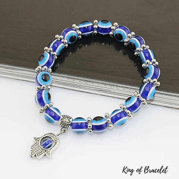 Gourmette Bracelet en Argent Contre le Mauvais Oeil Bleu Grec Turc Mat -  Artistika