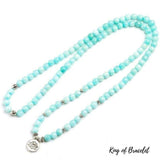 Bracelet Mala Lotus 108 Perles en Calcédoine Bleue - King of Bracelet