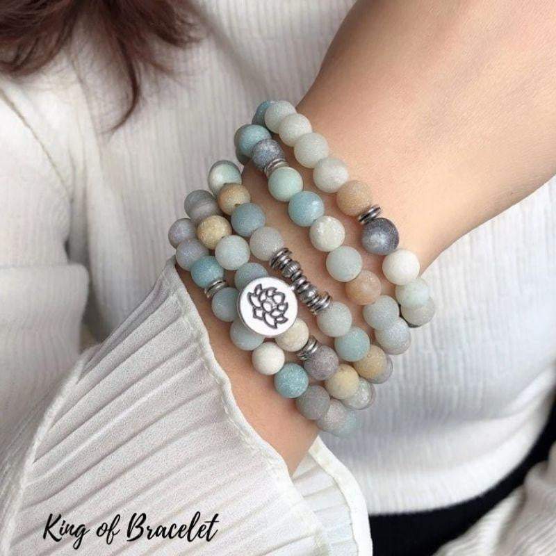Bracelet Mala Lotus 108 Perles en Amazonite - King of Bracelet
