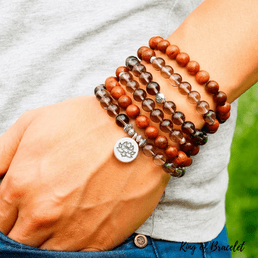 Bracelet Mala Tibétain en Quartz Fumé et Perles de Bois - King of Bracelet