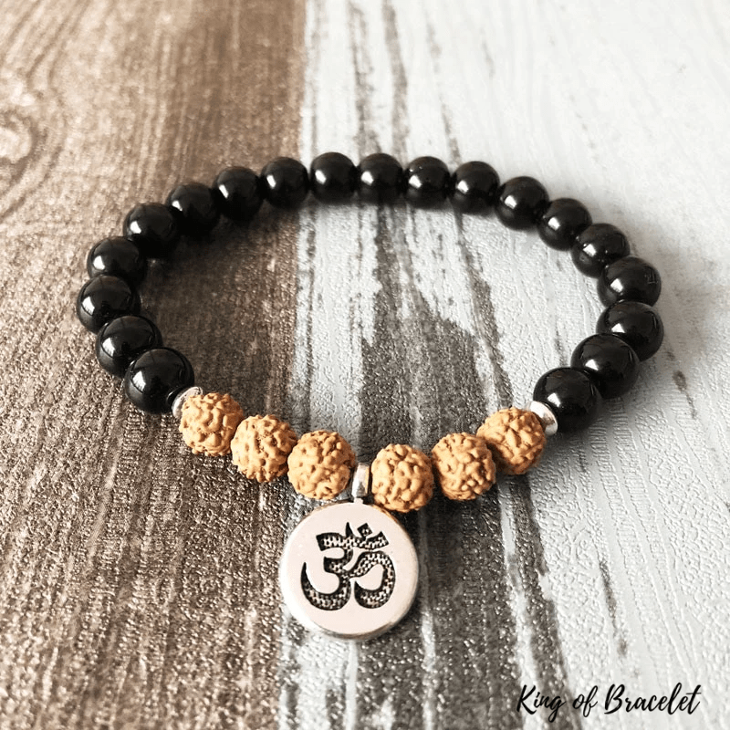 Bracelet en Rudraksha et Onyx Noir - King of Bracelet