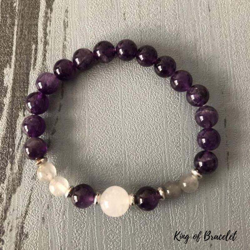 Bracelet LACHER PRISE en Améthyste, Lépidolite et Sélénite