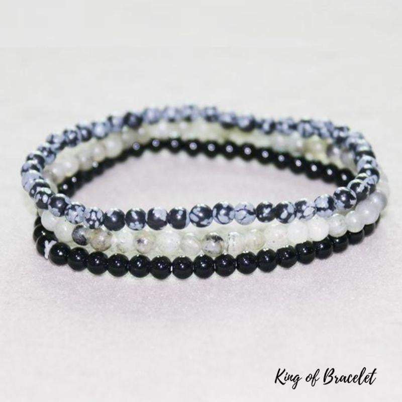 Bracelets en Labradorite, Onyx Noir et Obsidienne Neige - King of Bracelet