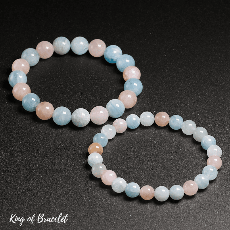 Bracelet Perles Morganite Sur Mesure Fait Main - Neuf Sans Emballage