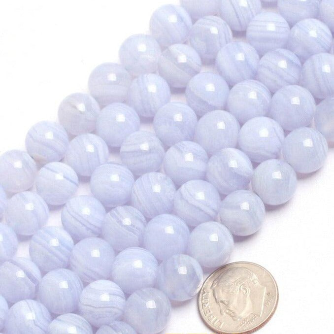 Perles Rondes Calcédoine Bleue - King of Bracelet