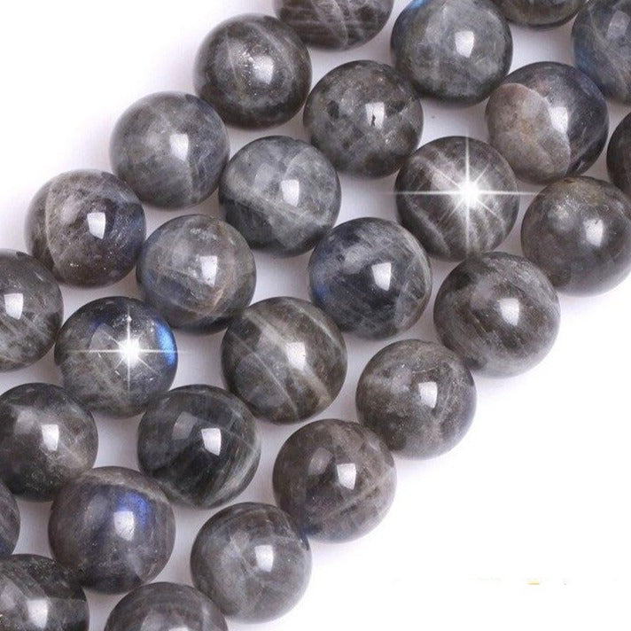  Perles Rondes Labradorite Grise et Bleue - King of Bracelet 