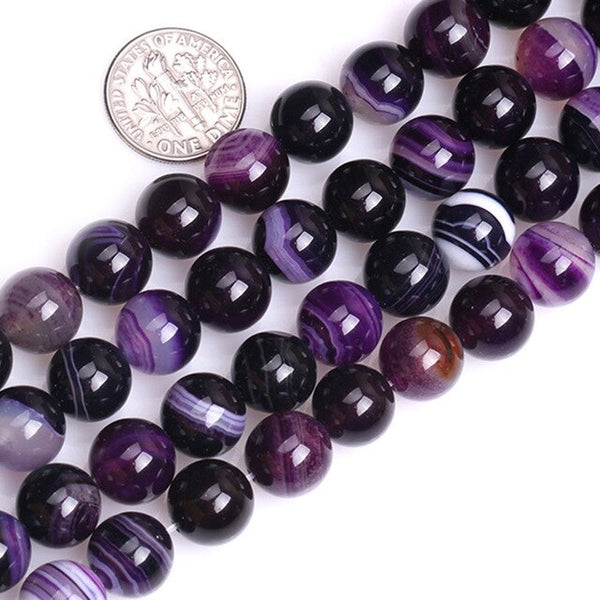 Perles Rondes Agate Violette - King of Bracelet