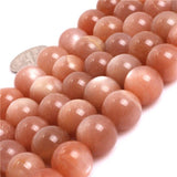 Perles Rondes Pierre de Soleil Orange